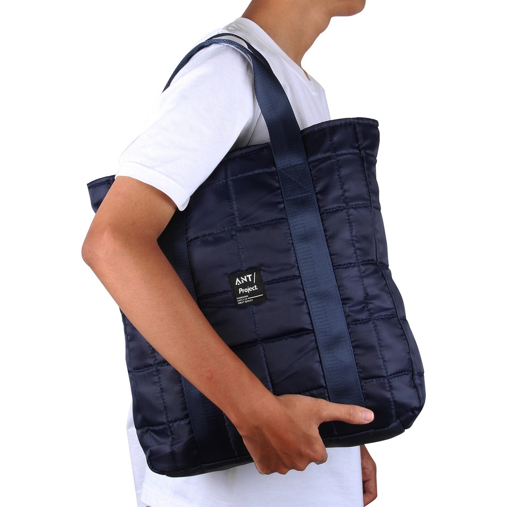 ANT PROJECT - Tas Tote Bag RUBIK Navy Slot Laptop - Tas Jing Jing Unisex