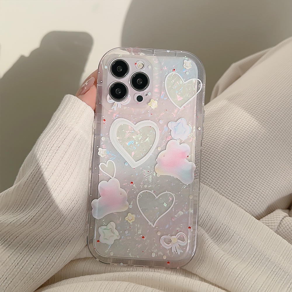 IPHONE Ins Cinta Pola Kelinci Cocok Untuk Iphone14 14pro 14plus 13 13mini 13pro 13prm iPhone12 7Plus 8Plus Xr XS 13 12mini Pro Max TPU Empat Sudut Casing Ponsel Tahan Guncangan