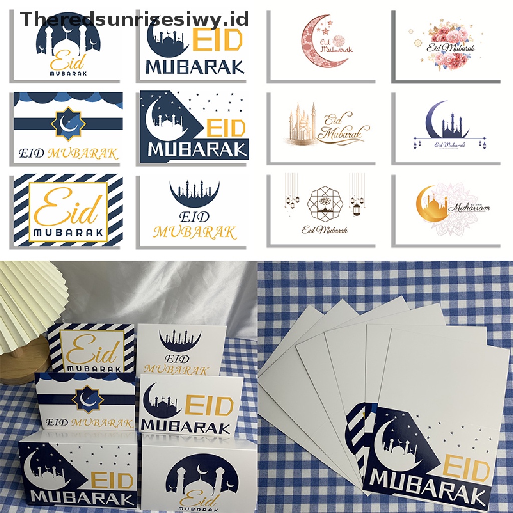 # Baju Lebaran # 6pcs Kartu Undangan Eid Mubarak Gereja Ramadhan Islami Muslim Greeg Card~