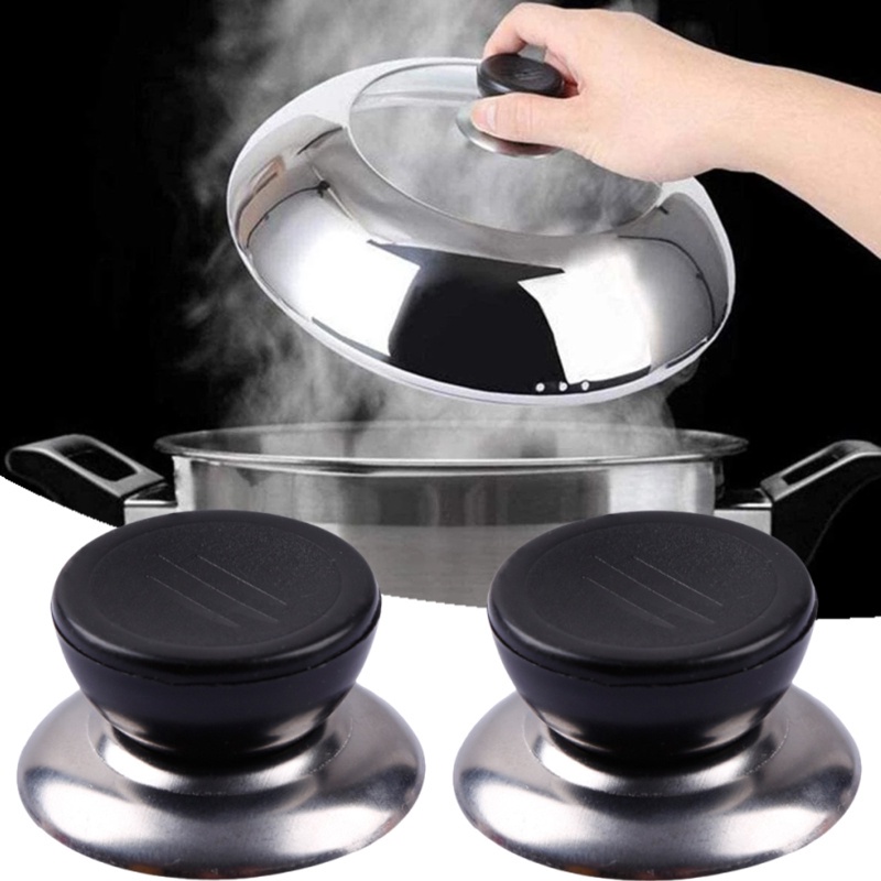 Pegangan Tutup Pengganti Peralatan Masak Tutup Panci Pegangan Tangan Aksesoris Peralatan Dapur Untuk Saucepan Kettle Lid Tahan Panas Round Fixing Pegangan Anti Panas Universal Stainless Steel