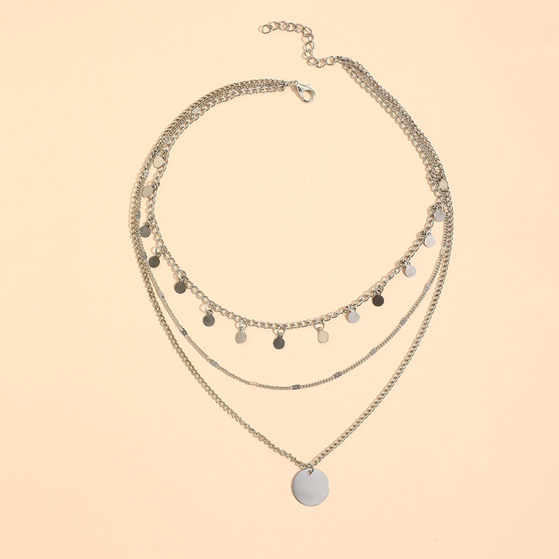 Kalung Rumbai Potongan Bulat Multi-layer Elegan Yang Individual Kalung Tren Fashion Wanita