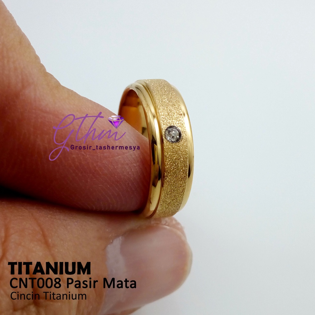 GTHM titanium cincin couple pasir Mata mewah untuk tunangan, pacaran cowok cewek laki perempuan cnt010