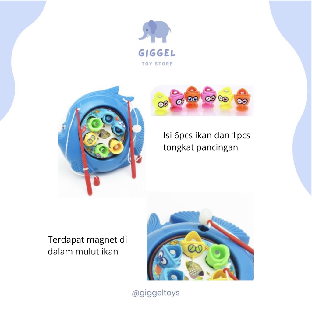 [ Giggel ] Mainan Pancingan Ikan / Mini Fishing Game / Kolam Pancingan Magnet Putar / Pancingan Ikan 2 Kolam