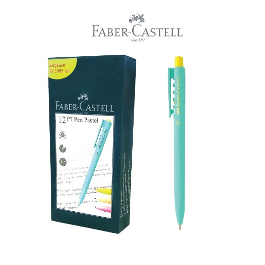 [PER PACK] - Faber-Castell Ballpoint Pen P7 Pastel 0,7 Black Ink 12 Pcs Free 2