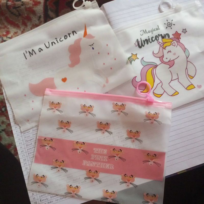 Pouch transparan zipper korea