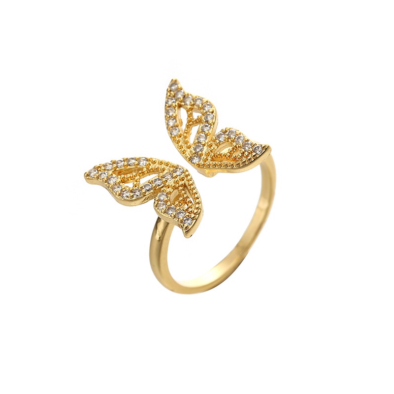 Enxi Aksesoris Cincin Fashion Cubic Zirconia Emas 18K Untuk Wanita Hypoallergenic R-22033