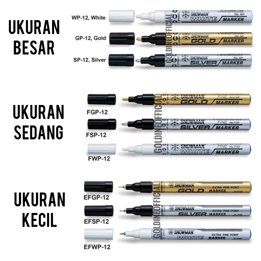 

Spidol Snowman Paint Marker / Spidol Putih Emas Perak / Silver Gold White Marker