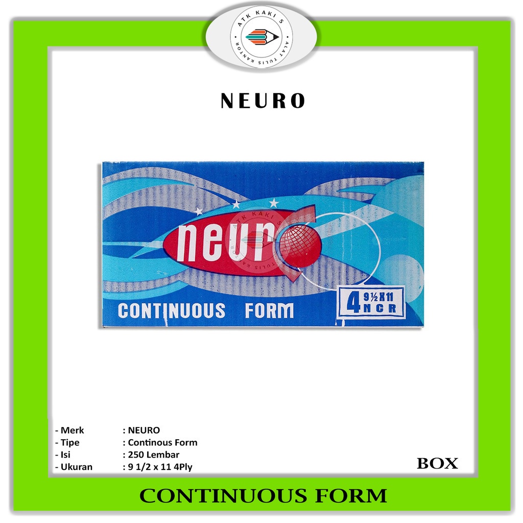 

NEURO - Continous Form 9 1/2 x 11/2 4 Ply ( K4/2 ) NCR / Kertas Komputer - Box