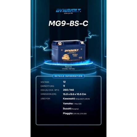 AKI DYNAVOLT MG9-BS-C FULL KERING AKI YTX9BS AKI MBTX9U  AKI MOTOR MURAH BERKUALITAS AKI MOTOR YAMAH