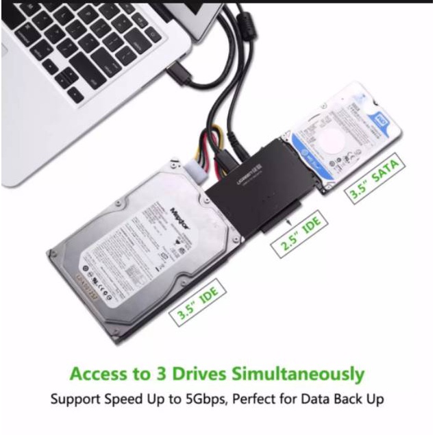 UGREEN Adapter Converter USB 3.0 to IDE SATA 2.5 3.5 SSD HDD CD DVD ROOM HARD DISK Original