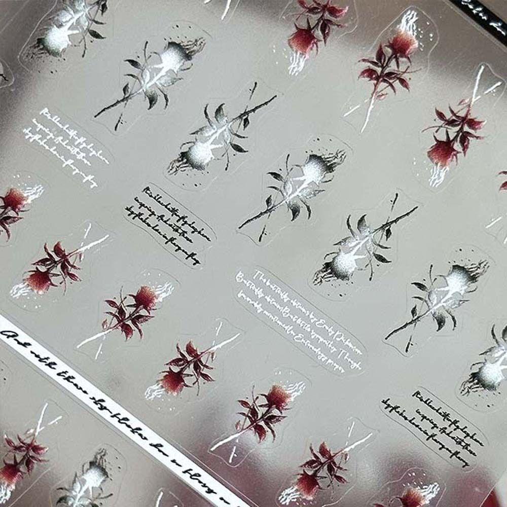 Mxbeauty Stiker Kuku Mawar Wanita Fashion Manicure Aksesoris Perekat Diri Bronzing Nail Stickers