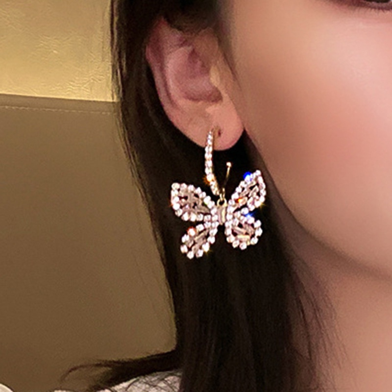 [AYBx] Fashion Mutiara Kupu-Kupu Berongga Warna Berlian Stud