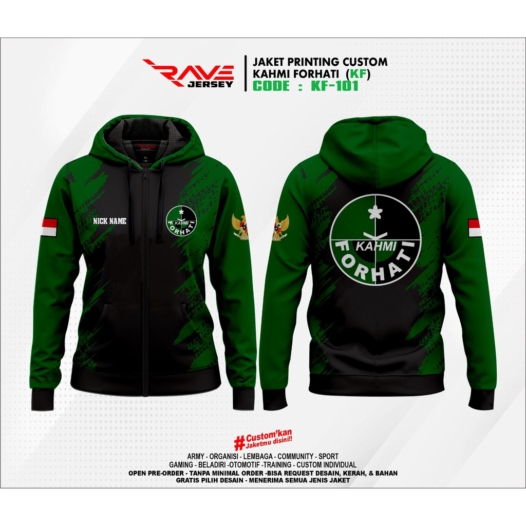 JAKET KAHMI FORHATI SESI 1 FULL PRINTING SUBLIMATION CUSTOM (DESAIN SUKA SUKA)