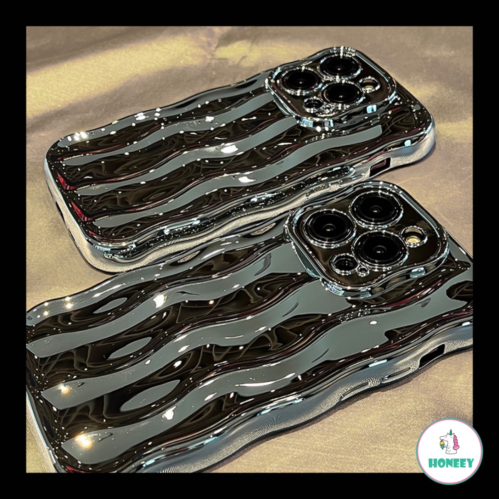 IPHONE Macaron 3D Tin Foil Pleats Phone Case Untuk Iphone14 13 12 11 Pro Max 14 Pro Max 3D Sparkle Shockproof Perlindungan Tugas Berat Lembut TPU Cover