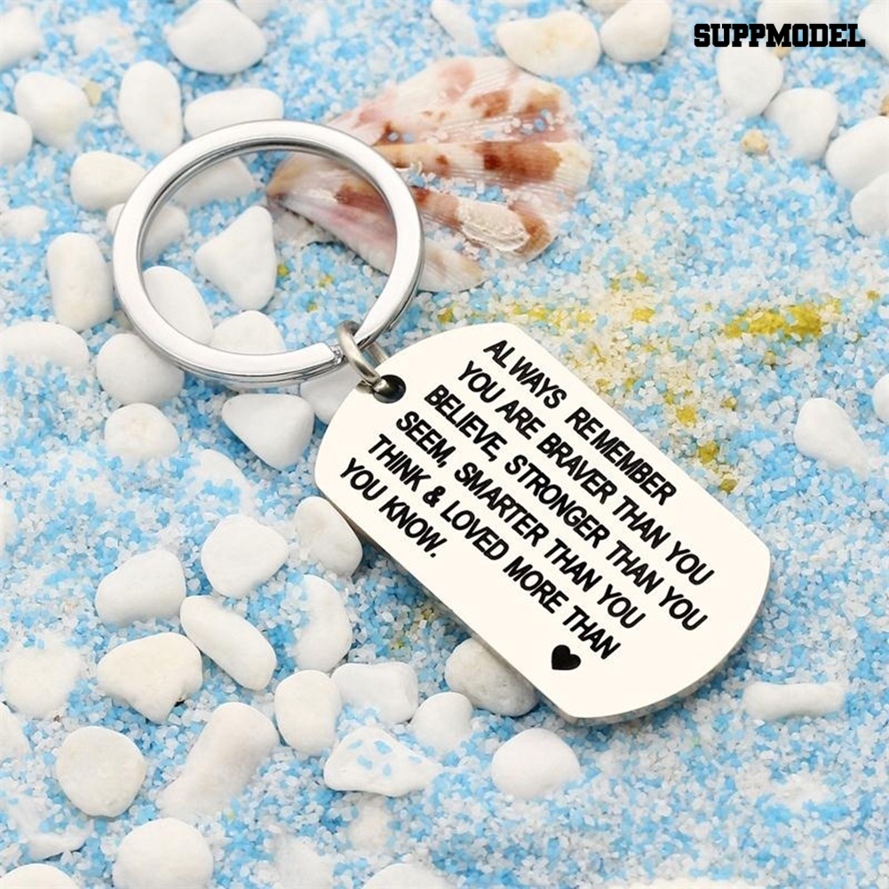 [SM] 1pc Gantungan Kunci Stainless Steel Fashion Dog Tag Huruf Liontin Kalung Keyring