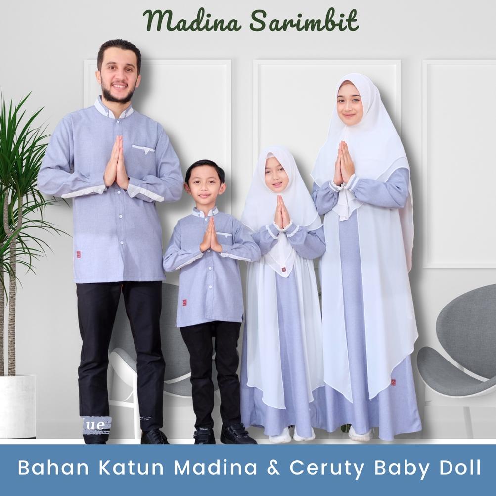 Nikmati 2.2 Promonya Sarimbit Keluarga Muslim Baju Lebaran Keluarga Baju Couple Keluarga Lebaran Gamis Wanita Warna Sky Blue Biru Free Ongkir