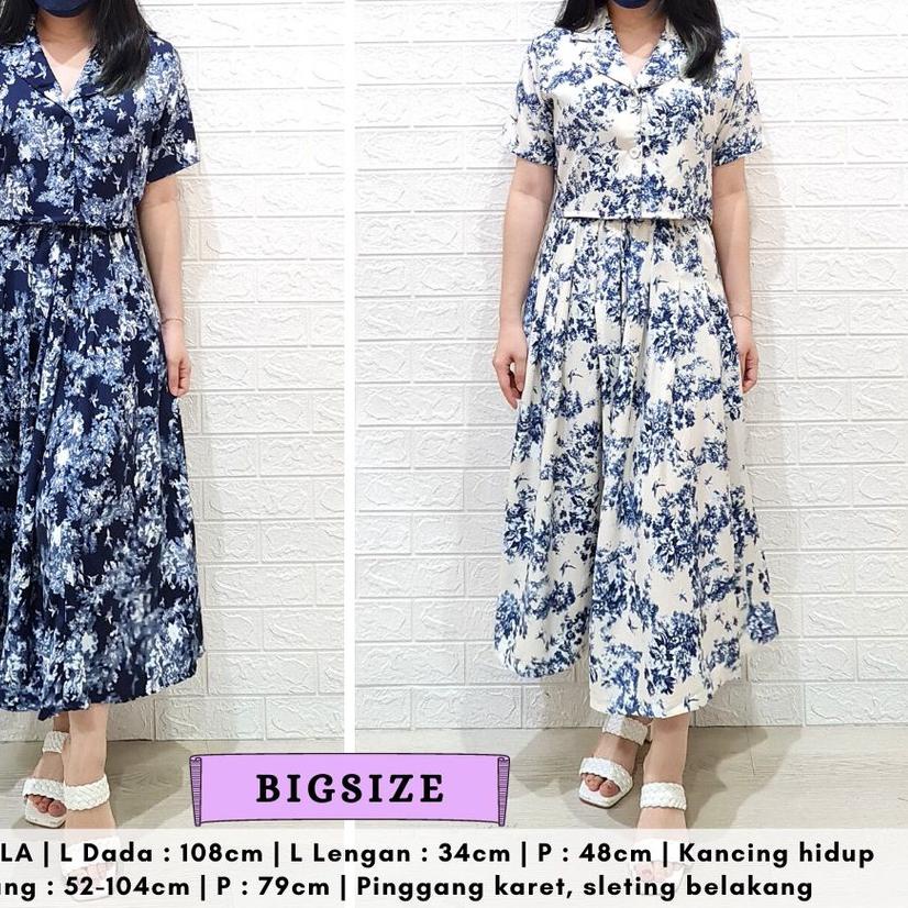 ❀ 4568 SANUARI FLORAL BUTTON LONG SKIRT SET ROK JUMBO BIGSIZE ➪