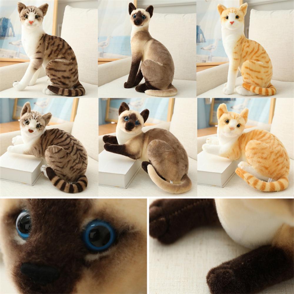 Timekey Manusia Hidup Kucing Siam Mainan Mewah Simulasi American Shorthair Cat Boneka Boneka Mainan Hewan Peliharaan Dekorasi Rumah Untuk Ulang Tahun Anak P5Z5