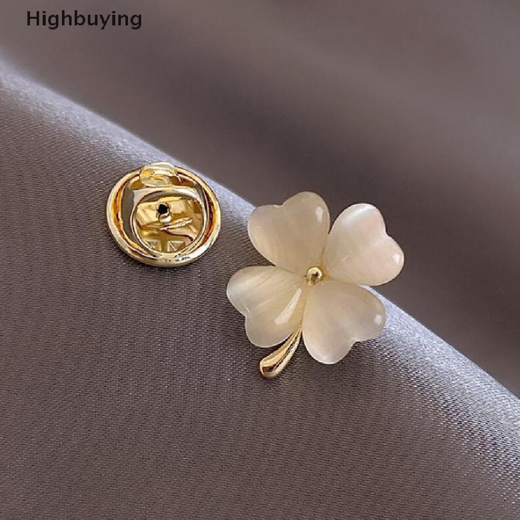 Hbid Opal Four-leaf Lucky Clovers Gaya Korea Bros Pin Untuk Syal Wanita Gesper Perhiasan Hadiah Glory