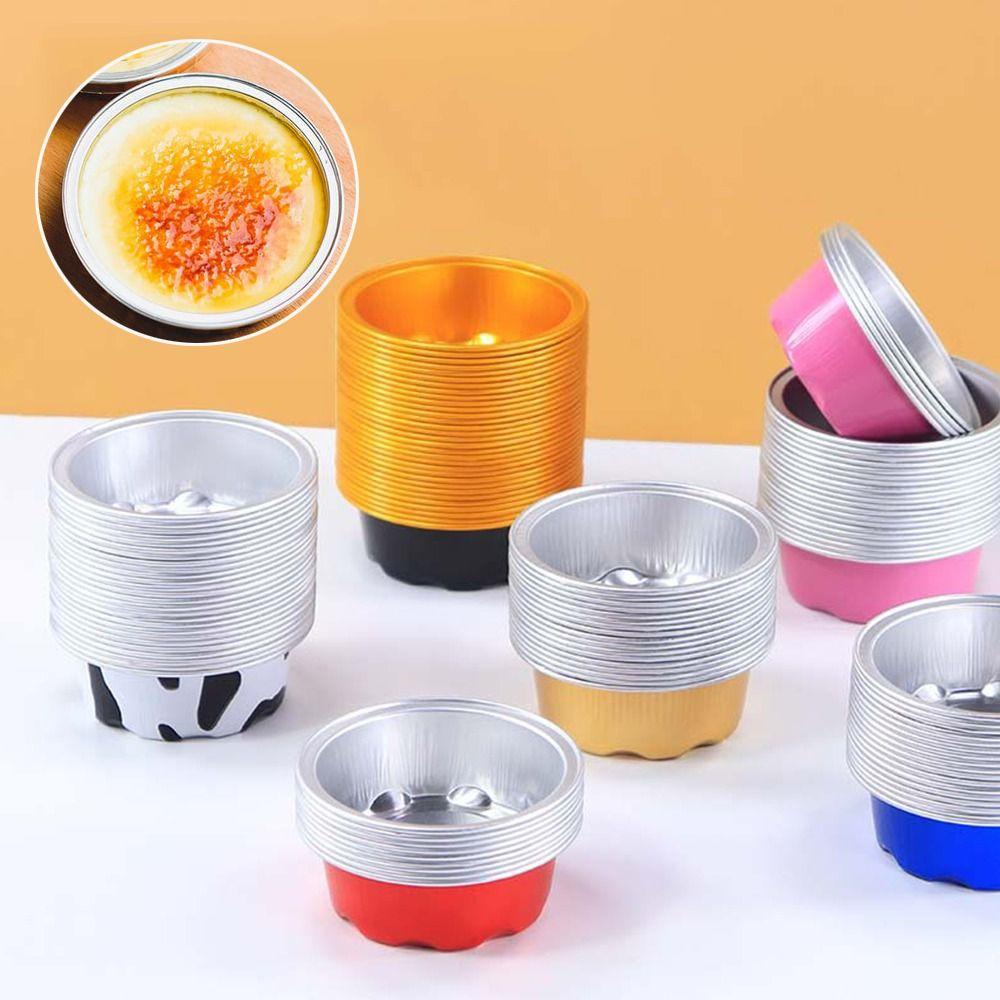 Suyo 10PCS Aluminium Foil Tin Cup Baru Alat Kue Reusable Tray Tinfoil Cups Air Fryer Tinfoil Kotak Muffin Cupcake Cups