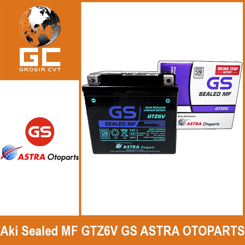 AKI GS ASTRA MF GTZ6V Vario PCX 125 150 Beat Pop Street ISS Scoopy New Idling Stop 12V 5Ah/10Hr Original