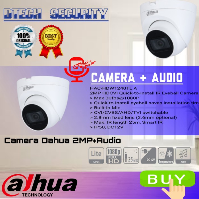 Terlaris Camera Dahua + Audio 2Mp Hdw1240Tlp-A / Indor Camera Dahua Audio