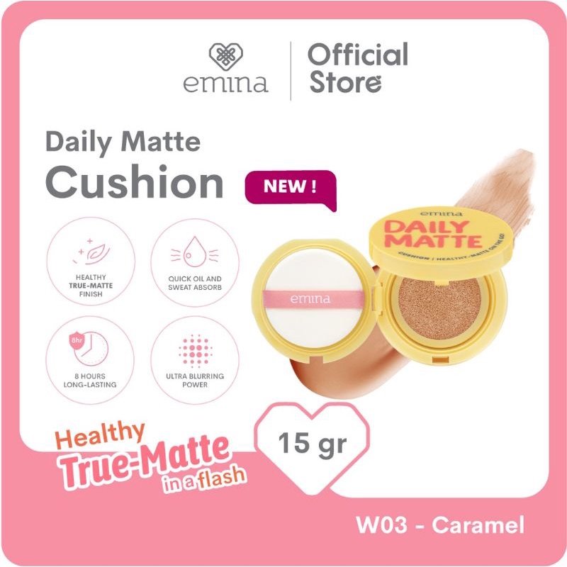 EMINA Daily Matte Cushion 15g | Cushion Matte Finish Tahan Lama 8 Jam dan Oil Control