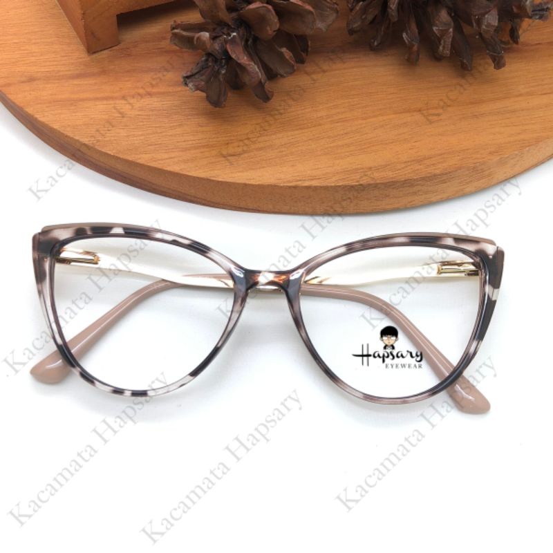 Frame Kacamata Wanita Cat Eye Kode ZURA Paket Lensa Antiradiasi Minus Cylinder &amp; Plus