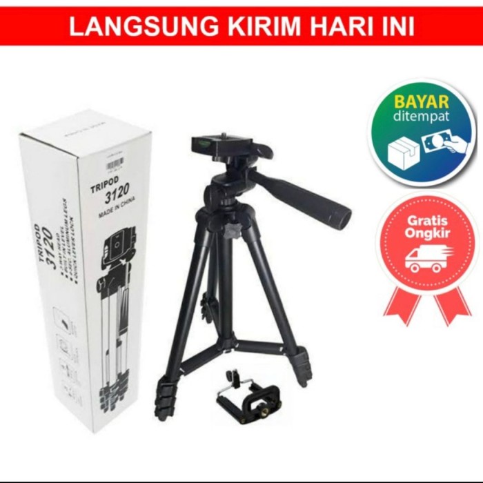 Terlaris Tripod 3120 Full Black 1 Meter Tripod Hp Tripod 1 Meter