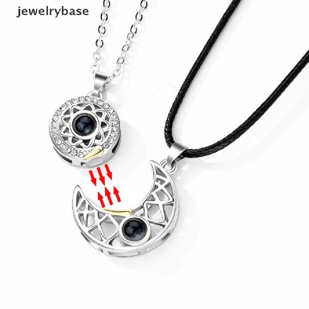 [jewelrybase] Kalung Proyeksi Matahari Dan Bulan I Love You In 100bahasa Kalung Magnet Berbentuk Hati Potongan Pasangan Kalung Hadiah Butik