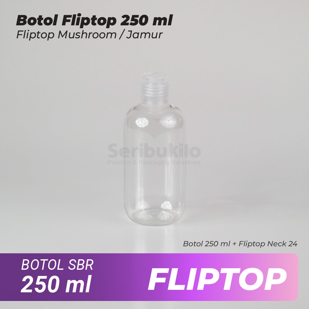 Botol Fliptop SBR 250 ml/Botol PET 250 ml Fliptop Mushroom/Jamur SBR