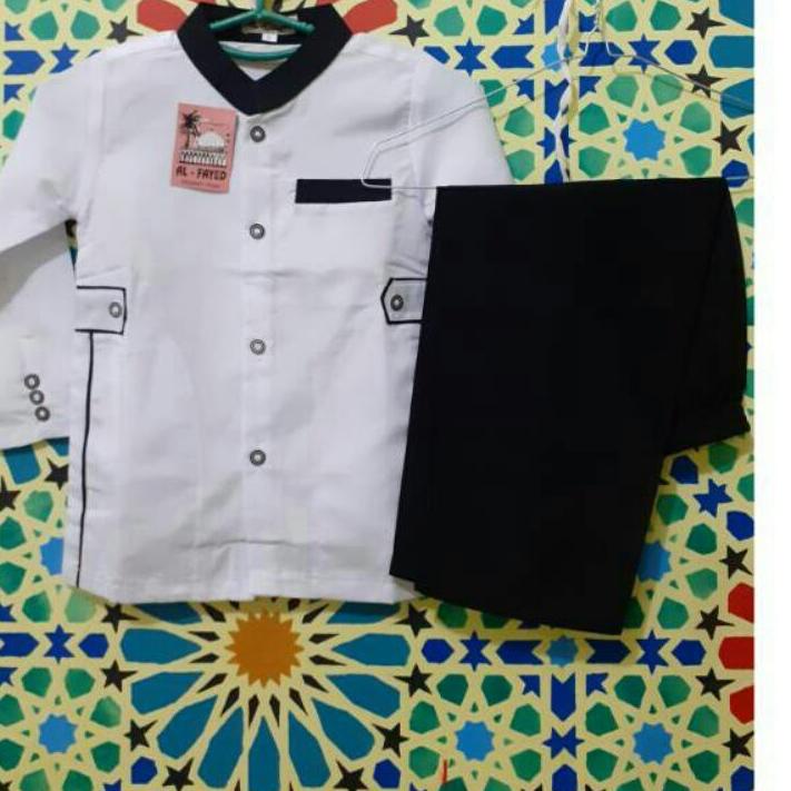 ♣ Baju Muslim Jasko Anak Laki-laki | Setelan Koko Jasko Anak Laki-laki / Koko JASKO PUTIH HITAM 1th-