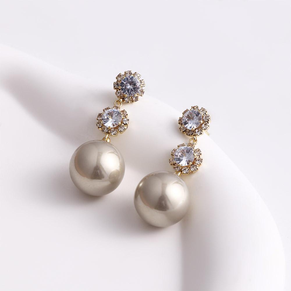 Mxbeauty Wanita Anting Mutiara Indah Halus Trendi Bunga Perhiasan Fashion Temperamen Berkilau Gaya Korea Menjuntai Earrings