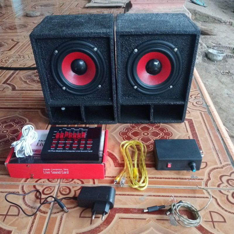 paket miniatur sound system siap bunyi spek 5 inch