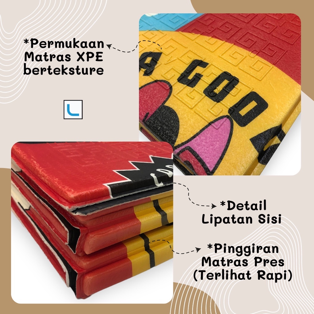 Playmat Mix 180 X 200cm XPE Foam alas bermain matras lipat anak Evamatic