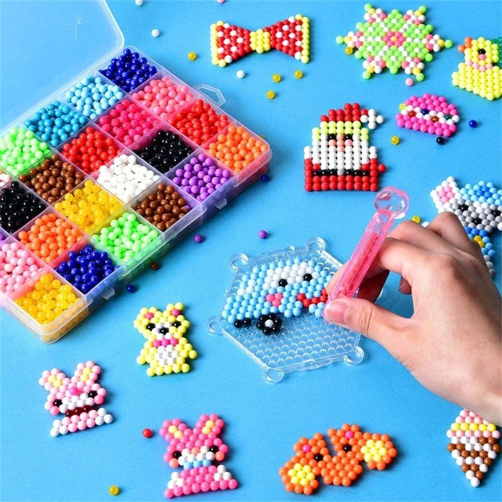 Mxbeauty Manik-Manik Semprotan Air 1000pcs/box Mainan Anak Puzzle Craft Kit 3D Beads Magic Toys Color Crystal Beads