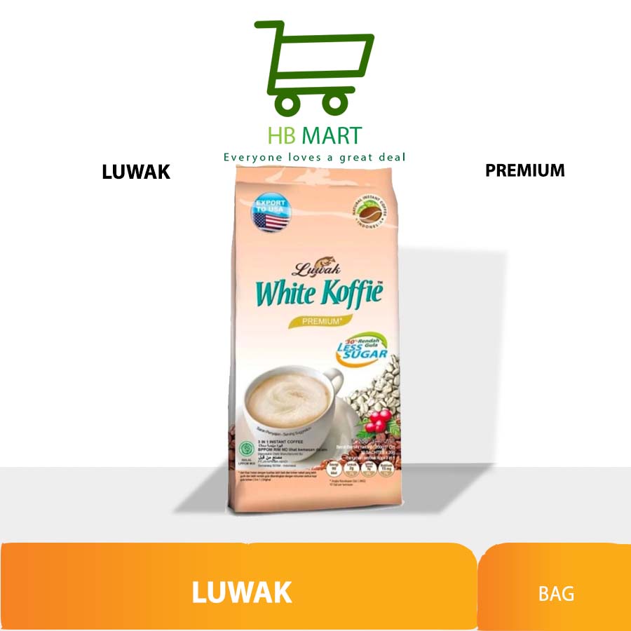 

LUWAK WHITE KOFFIE LESS SUGAR BAG 20'S X 17GR