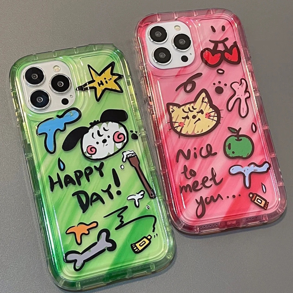 IPHONE Soft Phone Case Kompatibel Untuk Iphone14 13 11 12 Pro XS Max X XR 7 8 Plus Lucu Casing Transparan TPU Silikon Shockproof Cover