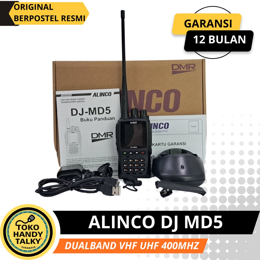 HANDY TALKY ALINCO DJ-MD5 MD5 HT DMR DIGITAL ANALOG DUALBAND VHF UHF 400MHz NEW ORIGINAL GARANSI RESMI POSTEL