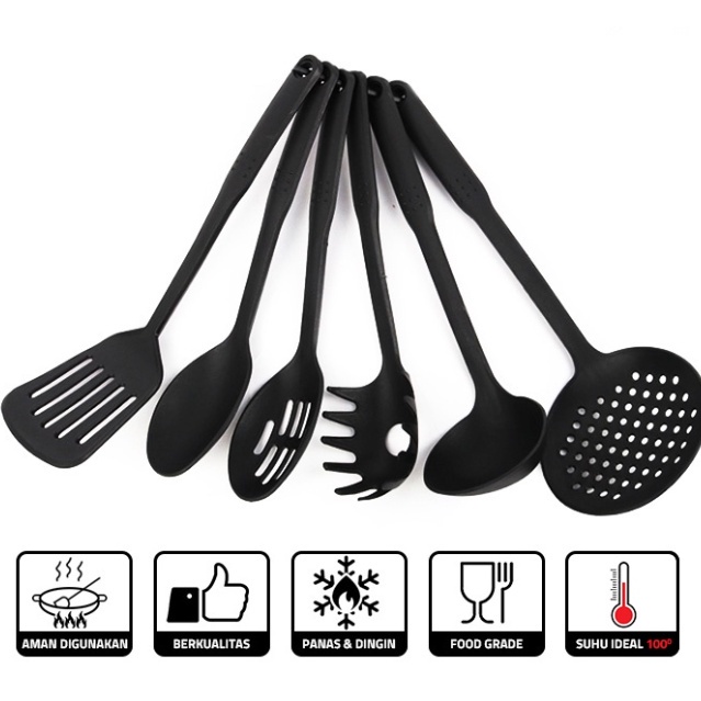 BAJ Spatula Set isi 6psc Utensil Spatula Sutil Set Alat Goreng Paket Alat Masak Lengkap 6in1 Untuk Hadiah Pernikahan PR123