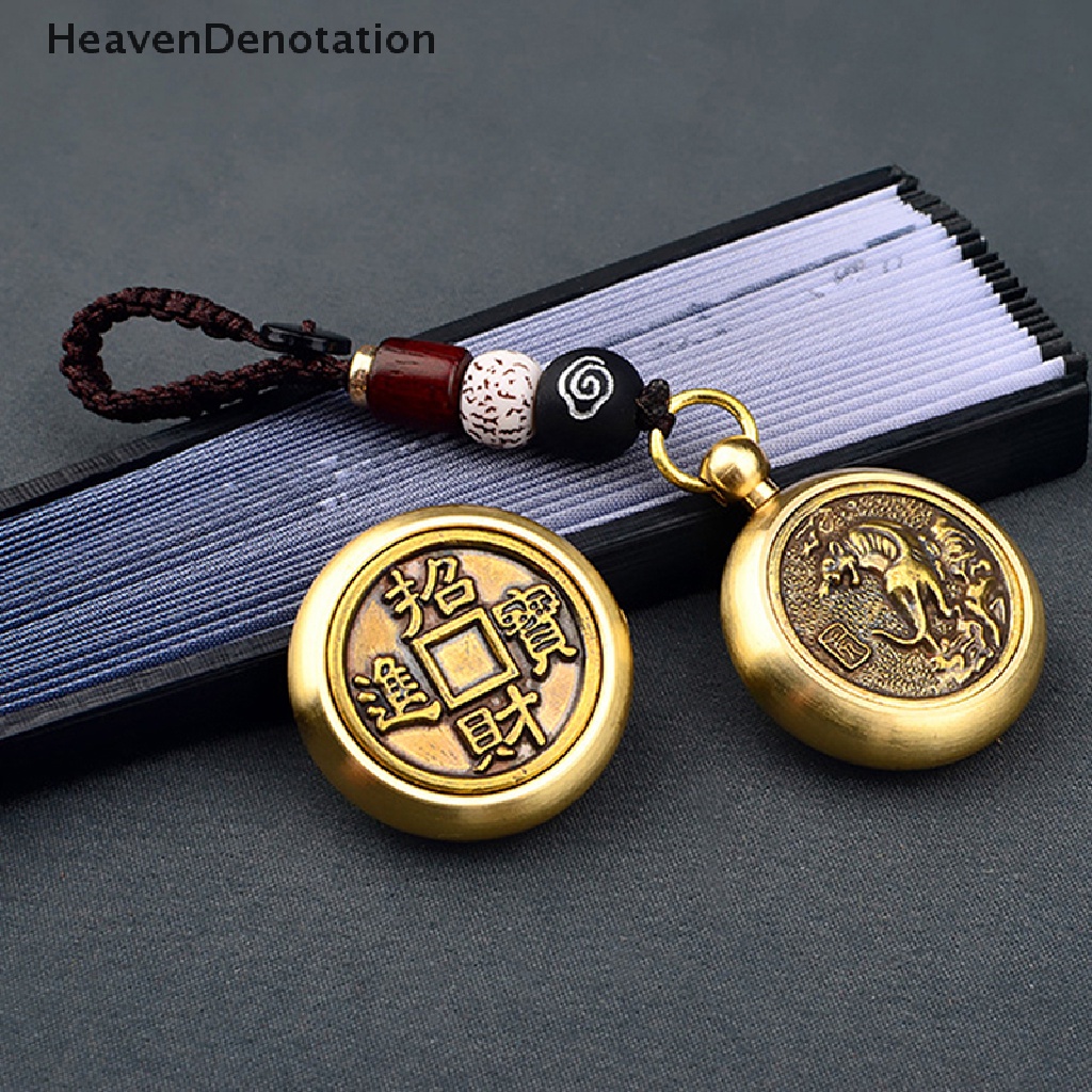 [HeavenDenotation] Vintage Tembaga Lucky Rope Gantungan Kunci Liontin Good Luck Fengshui Keychain Imlek 12kait Hewan Zodiak Gantungan Kunci Mobil Liontin Tali Hiasan HDV