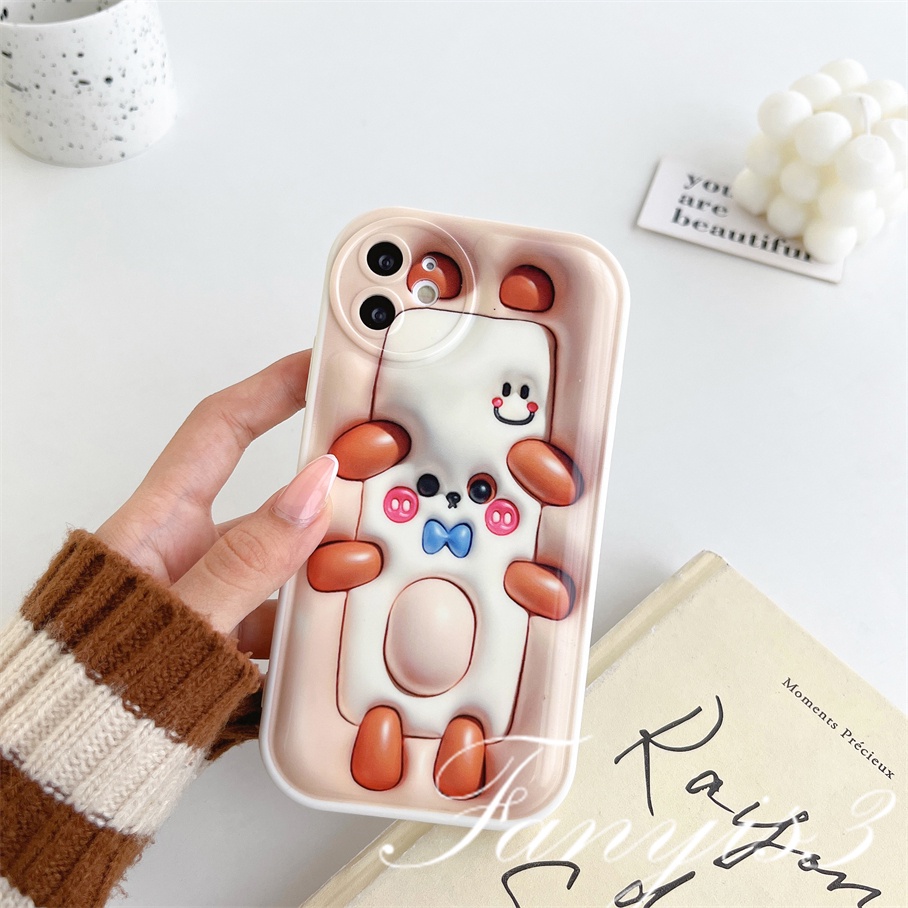 OPPO A78 A17 A17k A77 A77s A57 A76 A96 A16 A16s A16k A15 A15s A54 A74 A55 A95 A94 A93 A53 A33 A32 A5 A9 2020 A3s A5s Reno 7Z 7 6Pro 5 F11 F9Pro Cute Dog 3D Vision Phone Case TPU Soft Sarung