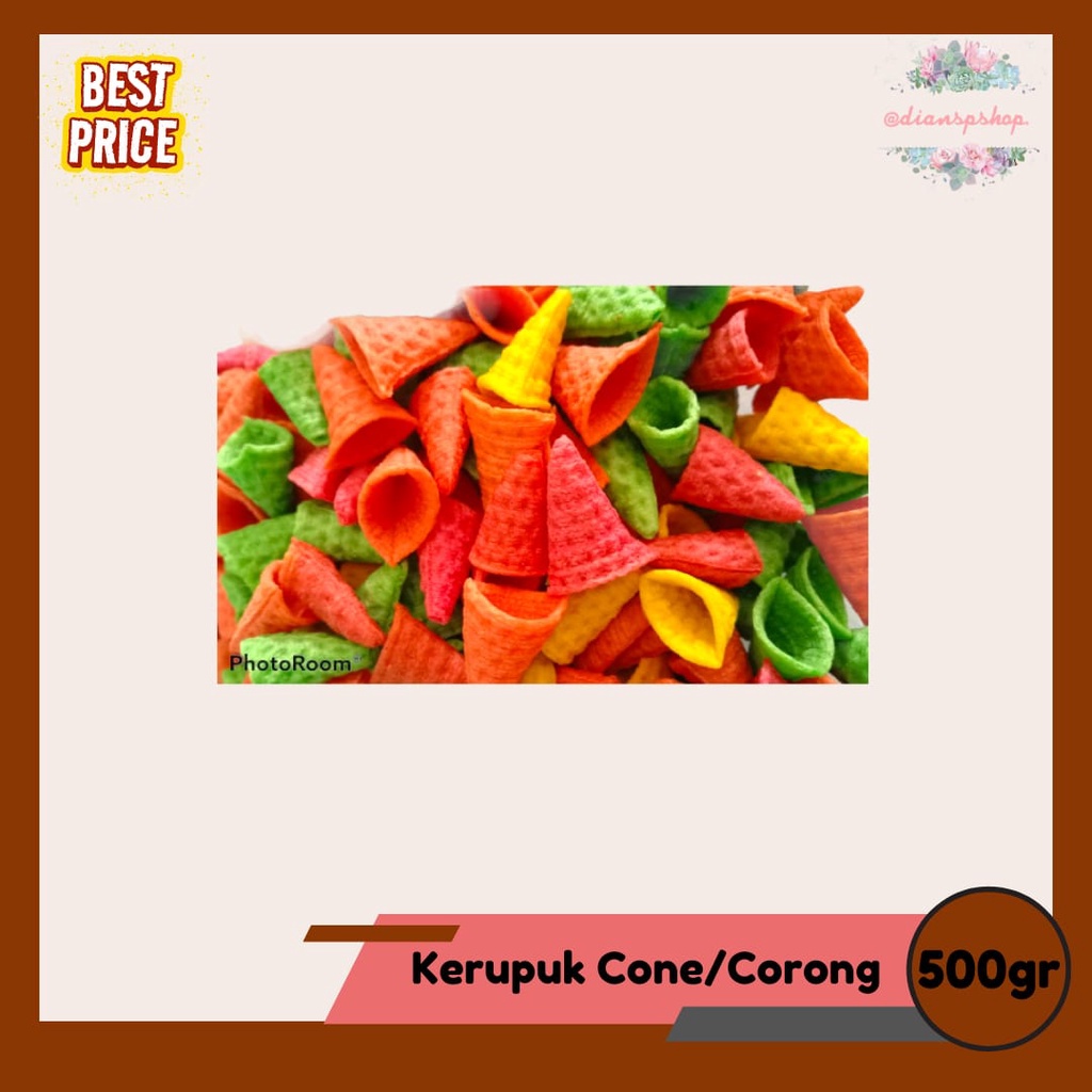 

Kerupuk bentuk taro atau Cone atau Corong olahan Gandum 500gr