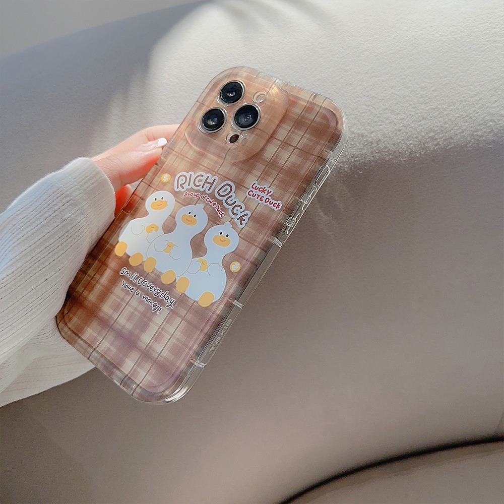 IPHONE Cute Rich Duck Kartun Lembut Casing Transparan Untuk Iphone14 11 12 13 PRO MAX Casing Cover Pelindung AT0009