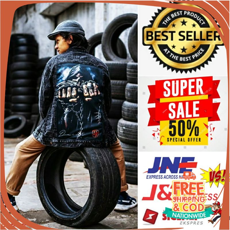 JAKET JEANS NEW BREND DENIM UNISEX/ THE RIDDICK-JEANS SANDWASH PRINTING PRIA-JAKET PRINTING PRIA-JEA