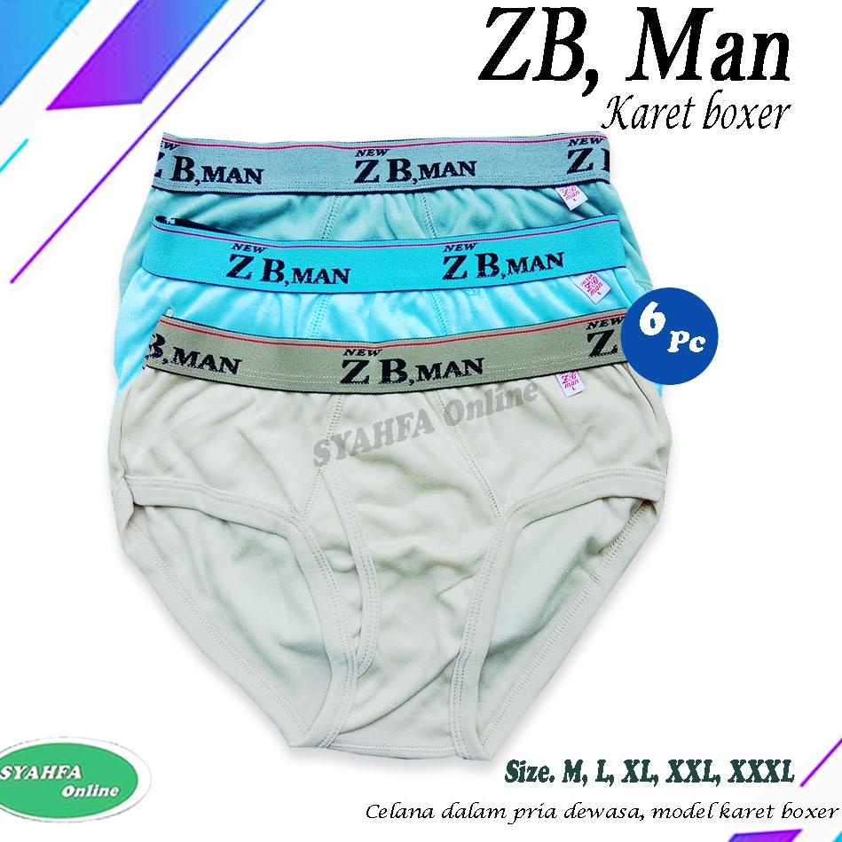 STOK TERBATAS [ Grosir 6 Pcs - 12 Pcs ] CD zb man KARET BOXER | Cd Pria / Sempak Pria / Celana Dalam