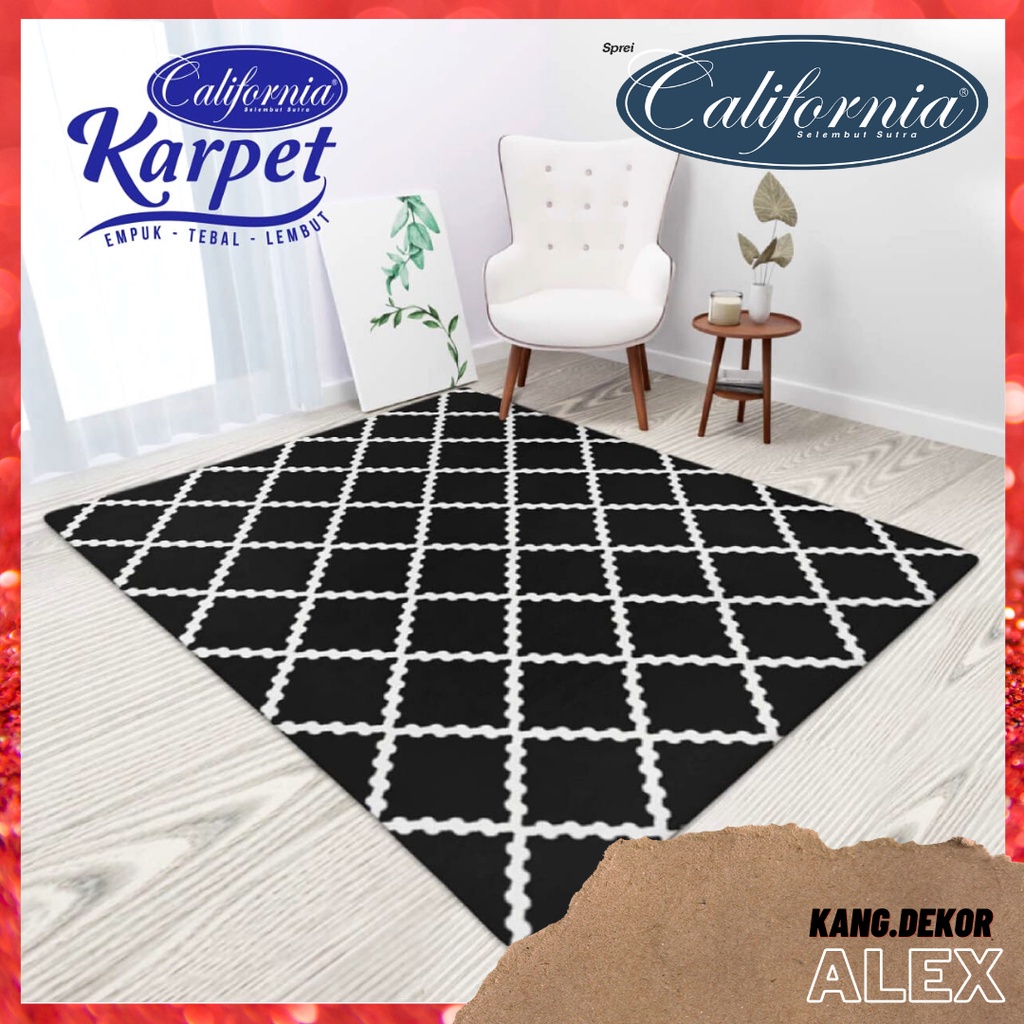 Karpet Selimut California Motif Alex 150x190 Murah Premium Busa Besar Lembut Empuk anti Licin Polyester Tikar Malaysia Perlengkapan Rumah Minimalis