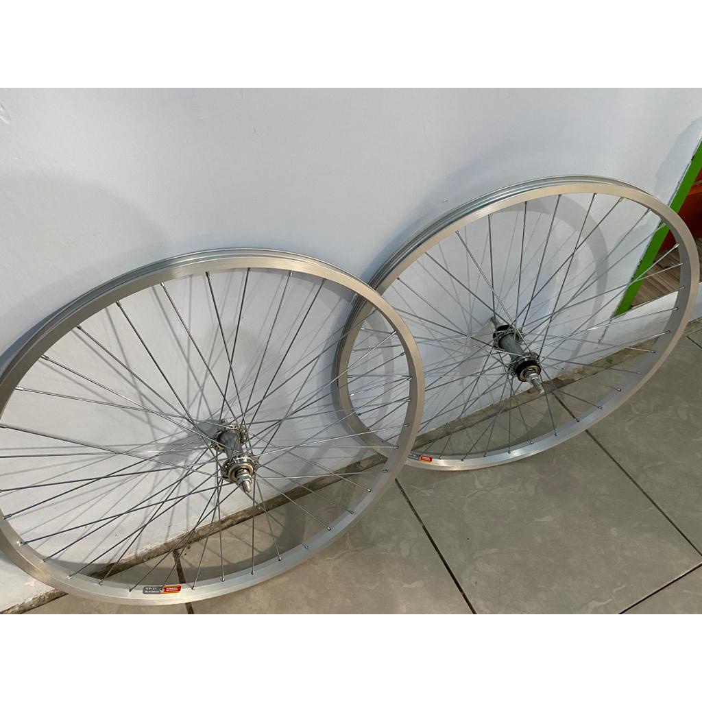 Wheelset Velg Araya 26 MTB Federal Original set Silver Wheel set rakitan sudah setelan ruji 26 x 1.50 1.75 2.10 1.95 1.90 V brake Cakram Depan dan belakang siap pakai