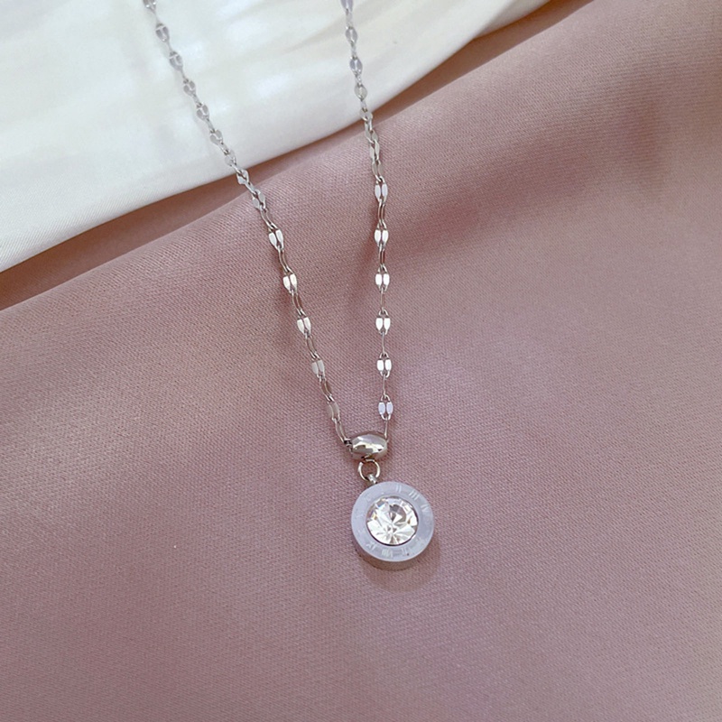 Angka Romawi Gantung Kalung Untuk Wanita Pesta Mewah Baja Titanium Liontin Kalung Fashion Perhiasan