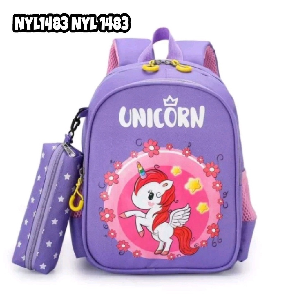 &quot;aurabagss&quot; - New Arrival...Beli 1 Dapat 2 Tas Anak Set 2 In 1 Tas Anak Perempuan Motif Printing Karakter Hello Kitty &amp; Unicorn Ransel Sekolah Anak Perempuan PAUD TK SD Backpack Anak Perempuan Terbaru 2023 Harga Terjangkau Bisa COD